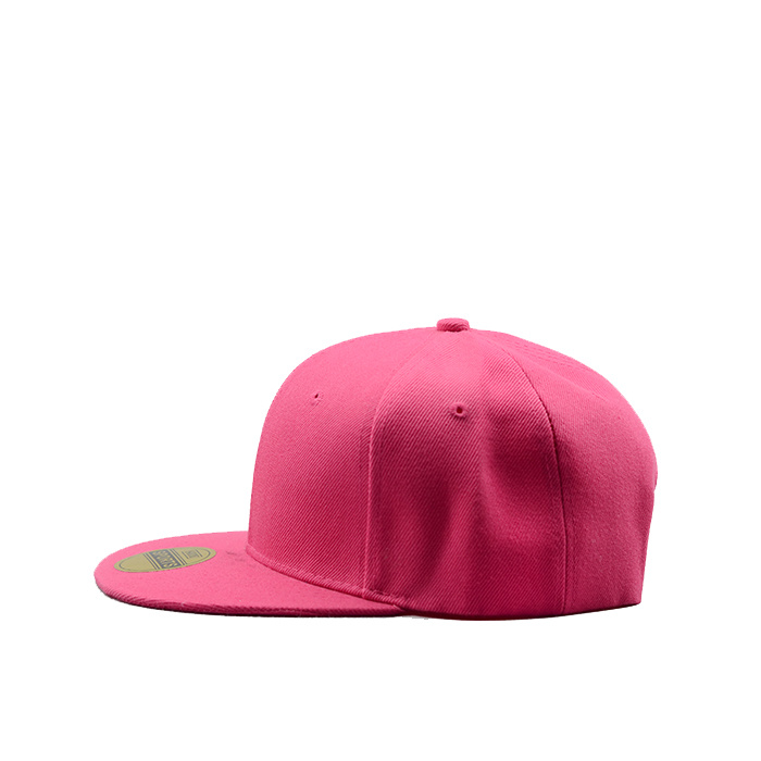 Cotton Red 6-Panel Adjustable Flat Bill Blank Snap Back Cap