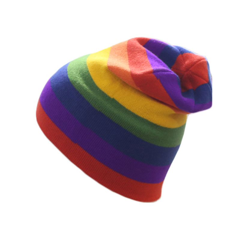 Wholesale Custom Knitted Toques Colorful Striped Winter Beanie Hat Knit