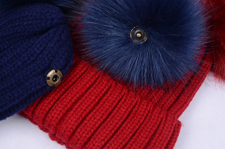 Acrylic Custom Winter Warm Beanie Knitted Double Pompom Hat