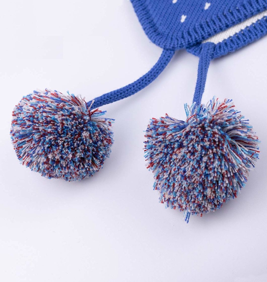 100% Cotton Beanie Knitted Earflap POM Baby Hat Manufacturer
