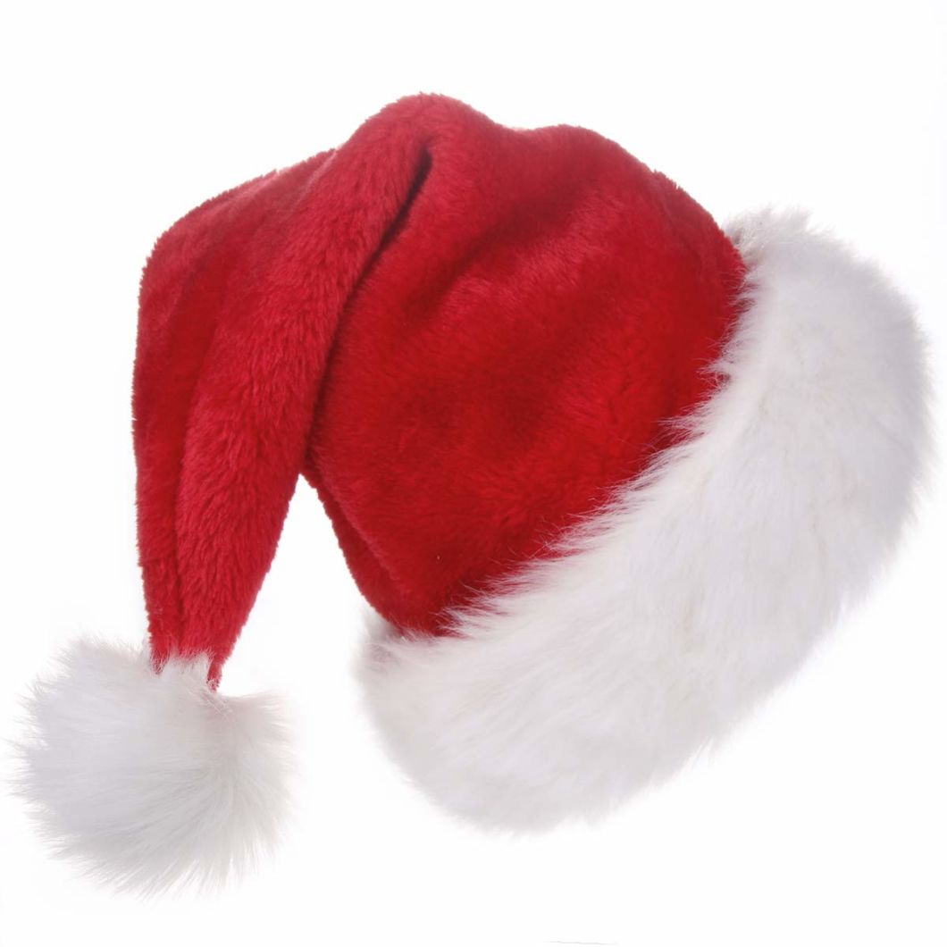 Christmas Comfort Double Liner Plush Red Velvet Santa Claus Hat