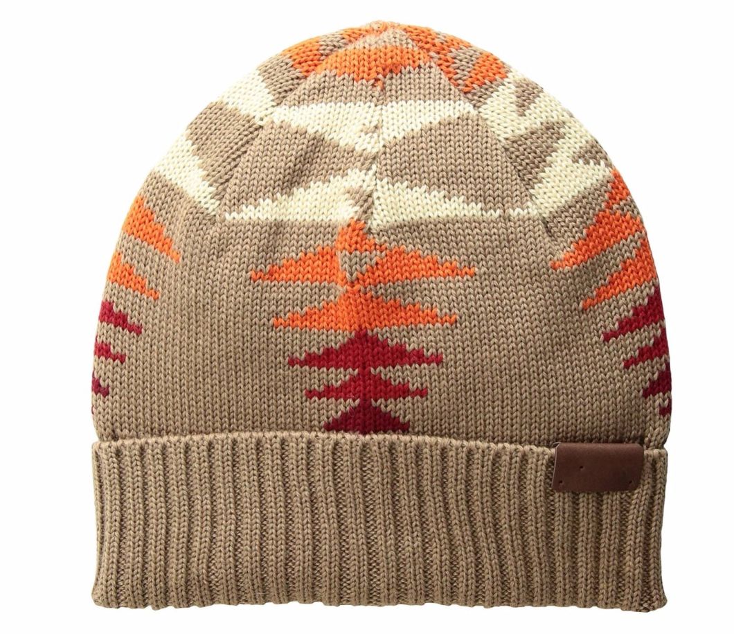 Custom 100% Wool Winter Folded Cuff Ribbed Beanie Knitting Cap