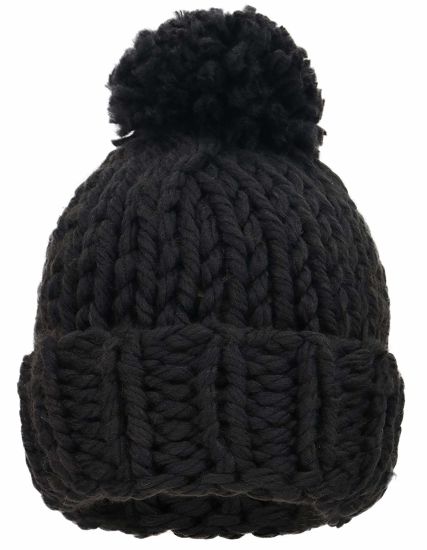 Soft Warm Beanie Chunky Knit Hat with Faux Far POM POM