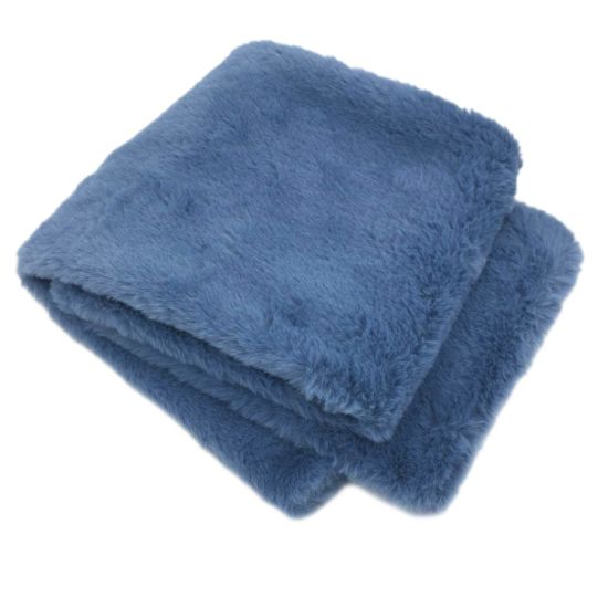 Winter Warm Soft Furry Wrap Around Loophole Women Blue Faux Fur Scarf