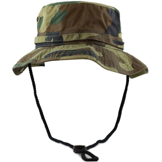 Custom Polyester Breathable Camouflage Bucket Hat Camo with String