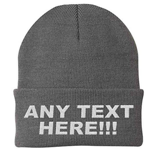 100% Acrylic Personalized Beanie Embroidered Skull Custom Knit Hat