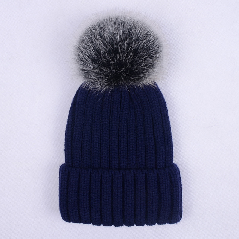 Winter Warm Beanie Knitted POM POM Hat Fur for Women