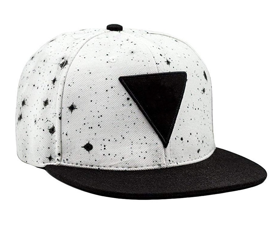 Adjustable 6-Panel Galaxy Print Embroidered Patch Flat Brim Promation Snapback Cap