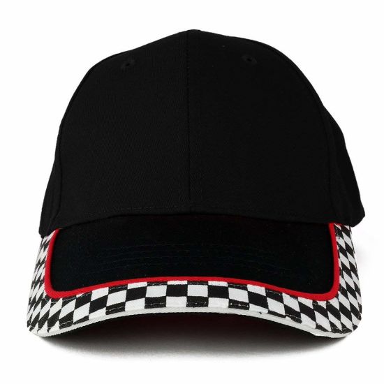 Adjustable Racing Flag Print 6 Panels Cotton Twill Baseball Cap Racing Hat