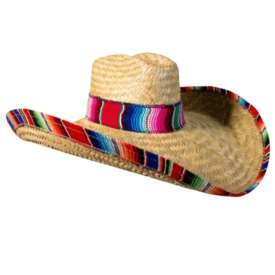 Cowboy Multi-Color Mexico Straw Mini Sombrero Hat with Wide Brim