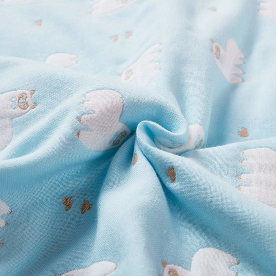 Wholesale Custom Toddler Baby Kid 100% Organic Cotton Muslin Blanket with Reversible Alpaca Printed Design
