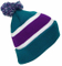 Acrylic Rugby Knit Striped Cuff Slouch Double-Layer Beanie Hat with POM POM