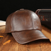Wholesale Custom 6 Panel Black Adjustable Vintage Genuine Leather Baseball Cap