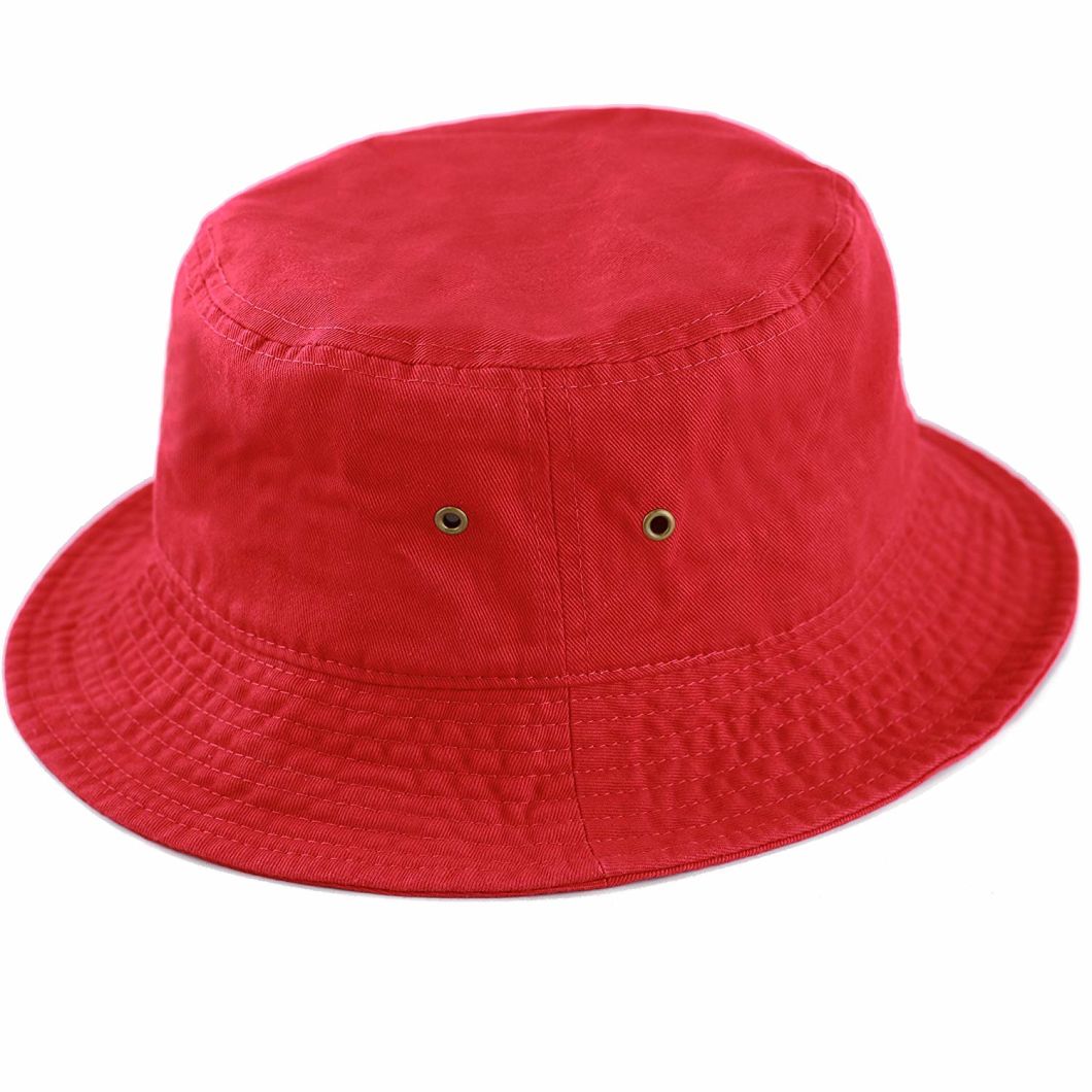 100% Cotton Blank Packable Bucket Red Hat with Ventilation Eyelets