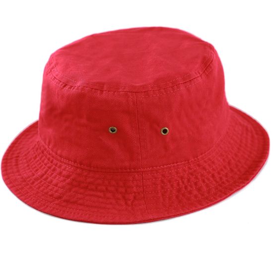 100% Cotton Blank Packable Bucket Red Hat with Ventilation Eyelets