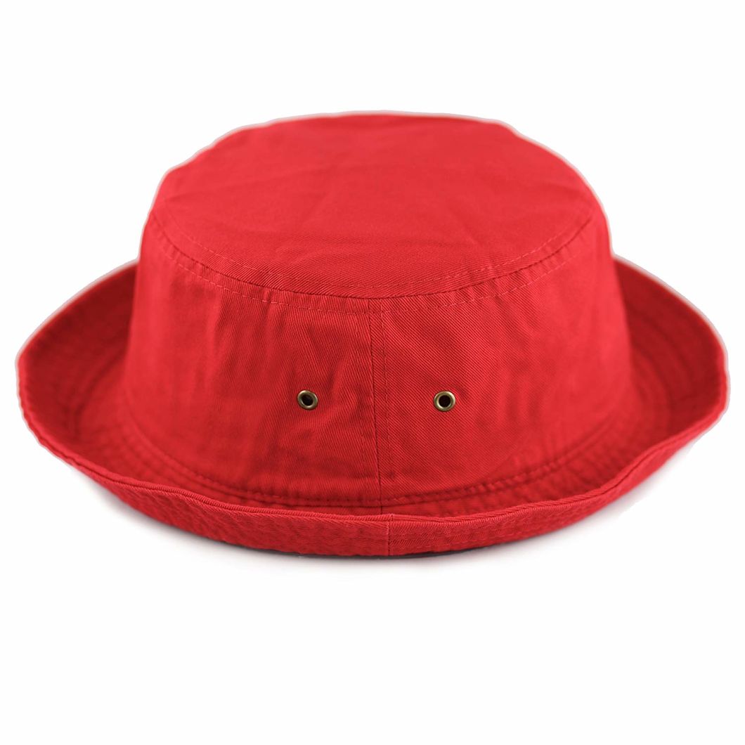 100% Cotton Blank Packable Bucket Red Hat with Ventilation Eyelets