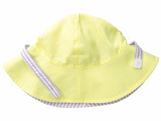 Kid Reversible Seersucker Bucket Baby Sun Hat with Chin Strap
