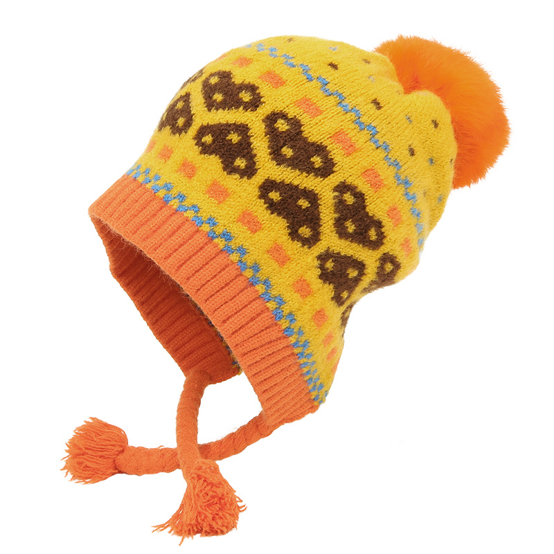 Acrylic Winter Warm Beanie Knitted Baby Hat with POM POM