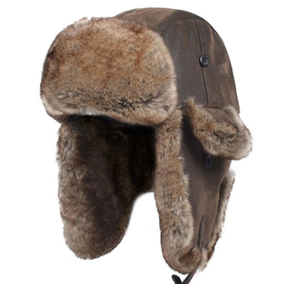 Winter Trapper Pilot Aviator Knit Russian Ushanka Leather Bomber Hat