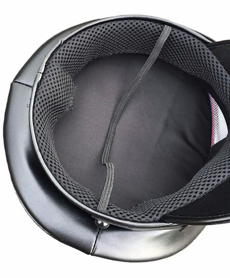 Custom Black PU Leather Performance Officer Military Peak Cap