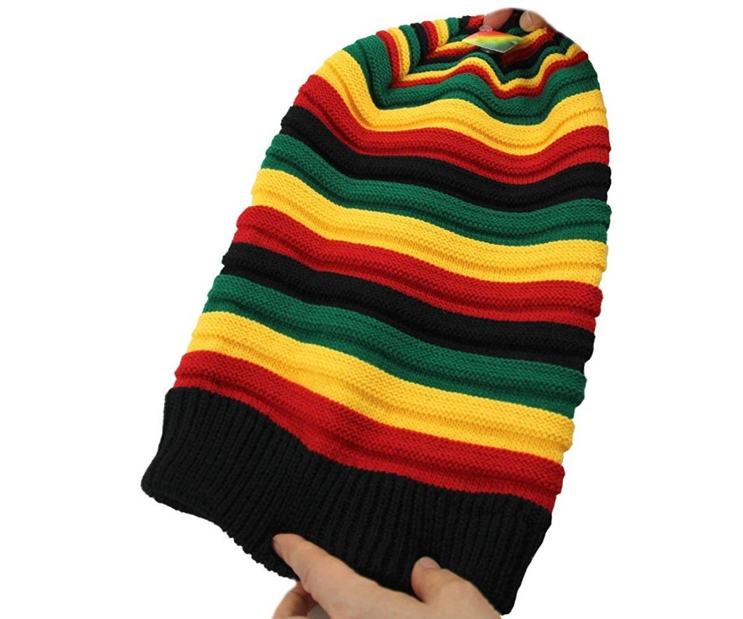 Acrylic Slouchy Reggae Style Stretchable Knitted Slinky Beanie Rasta Hat