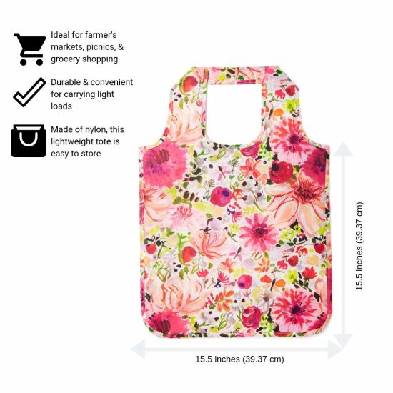 Custom Lightweight Reusable Nylon Shopping Tote Bag with Designed Print