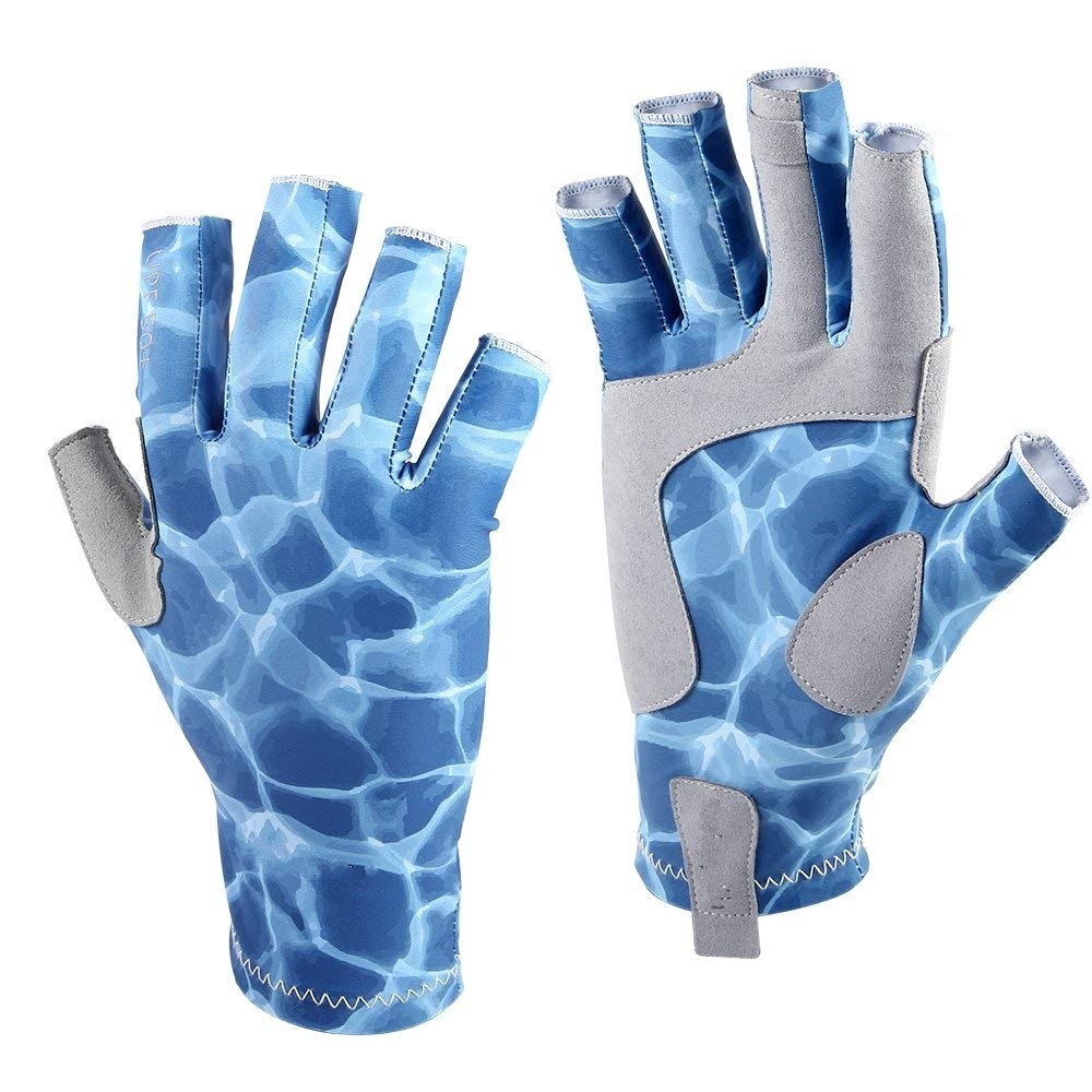 Breathable Quick-Dry Non-Slip Fingerless Fashion Print Fishing Gloves