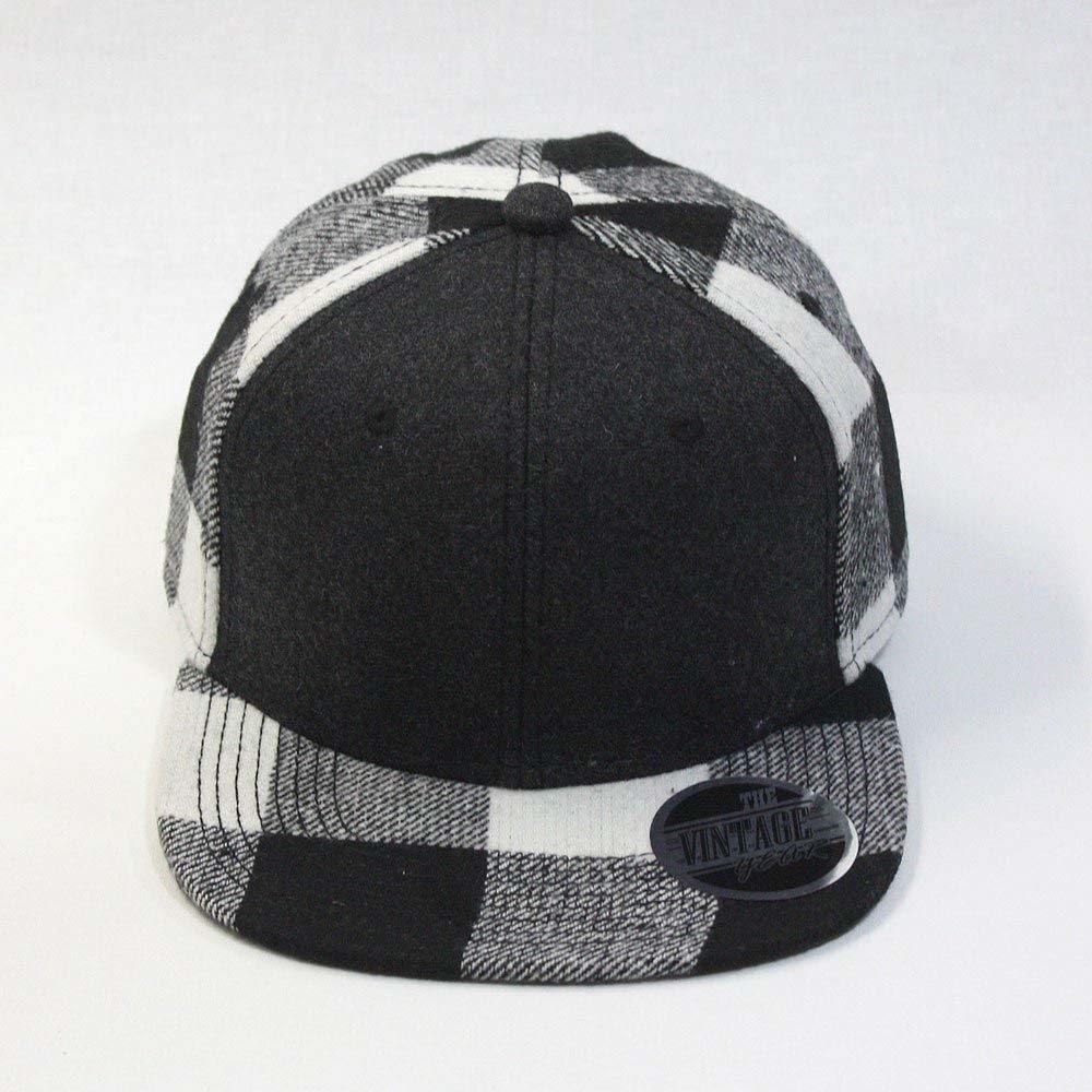 Fashion Baseball Cap Wool Blend Plaid Adjustable Snapback Cap Customized for Man Women