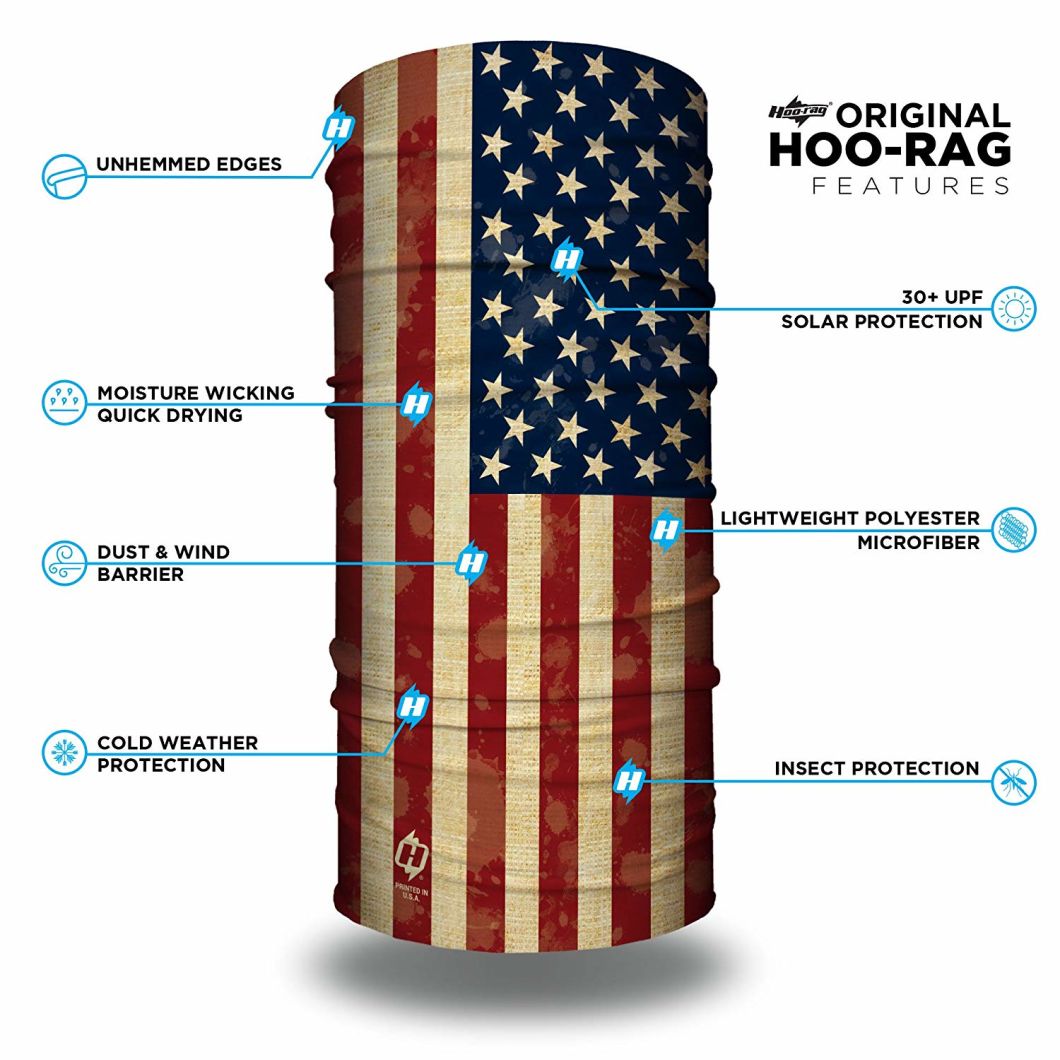BSCI Audit Custom 100% Polyester American Flag Print Seamless Tube Bandana