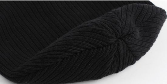 High Quality Plain Custom Color Fleece Lining Black Knitted Beanie Hat with for Wholesale