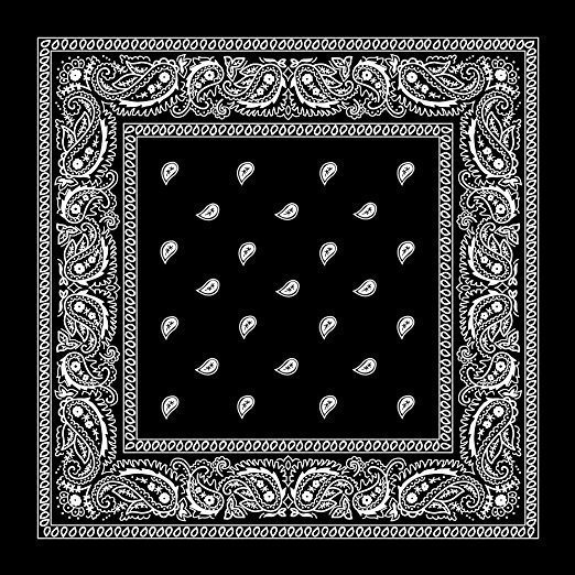 Hot Sales Promotional 100% Cotton 55cm*55cm Black White Paisley Square Printed Bandana