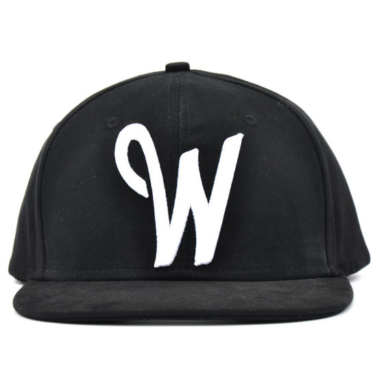 6-Panel Wholesale Cotton Black Embroidery Custom Sports Plain Baseball Snapback Cap