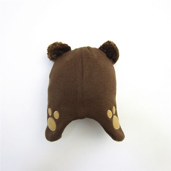 Bear Ear Kids Baby Hats Beanie Warm Hooded Knitted Scarf Set Earflap Caps