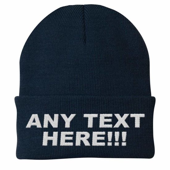 100% Acrylic Knitted Custom Beanie Hat with Designed Embroidered Logo