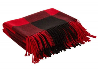 BSCI Audit Winter Warm Classic Red and Black Plaid Acrylic Woven Scarf