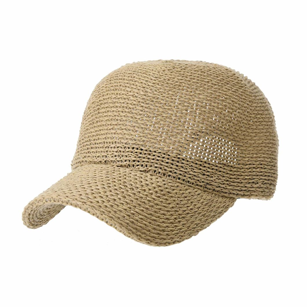 Sedex Audit Adjustable Mesh Baseball Type Summer Paper Straw Cap with Faux Leather Back Strap
