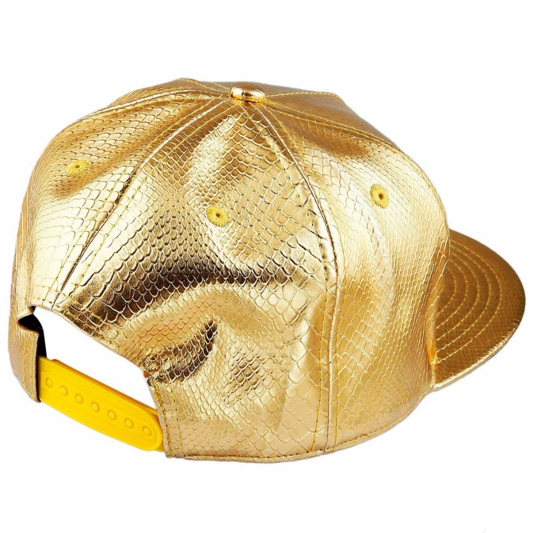Adjustable Fashion Gold Style Unisex Punk Cap Snapback Custom with PU Leather Cotton Blend