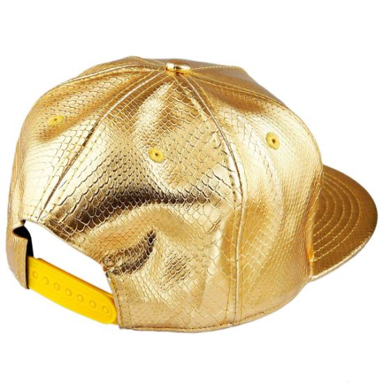 Adjustable Fashion Gold Style Unisex Punk Cap Snapback Custom with PU Leather Cotton Blend