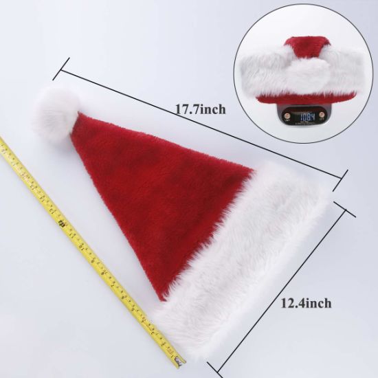 Christmas Comfort Double Liner Plush Red Velvet Santa Claus Hat