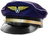 Cotton Unisex Gold Band Embroidered Pilot Hat for Costume Uniform