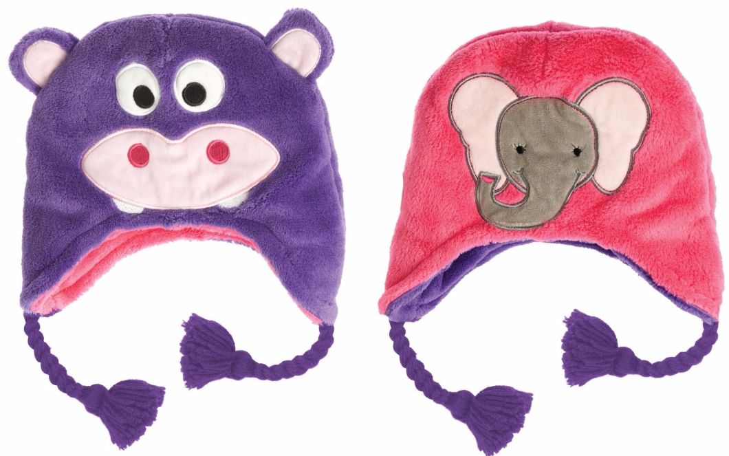 Soft Velvet Fleeceeanie Child Animal Hippo Elephant Bren Hat Winter