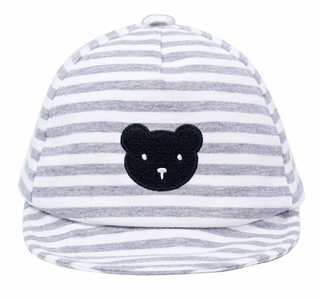 Embroidered Toddler Newborn Baby Baseball Type Stripe Soft Flat Brim Cap