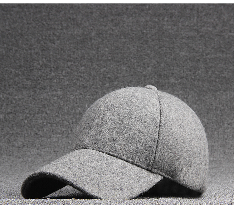 Promotional Unisex Fashion Adjustable Six Panel Black Vintage 100% Wool Baseball Cap