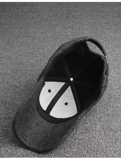 Promotional Unisex Fashion Adjustable Six Panel Black Vintage 100% Wool Baseball Cap