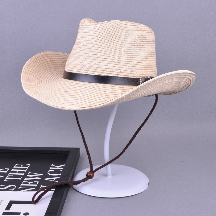 Summer Sun Hat with String Cheap Paper Straw Cowboy Hats for Men