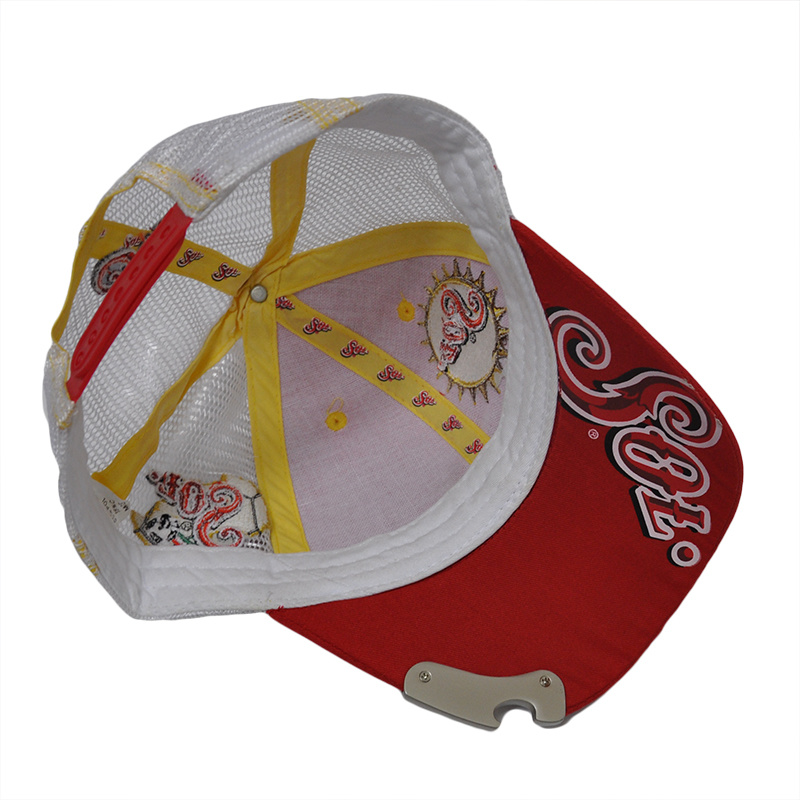 100% Cotton Mesh Bottle Opener Baseball Cap with Embroidery Logo