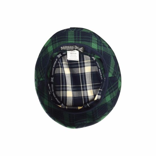 Polyester Plaid Flannel Downturned Brim Bucket Terry Towelling Hat