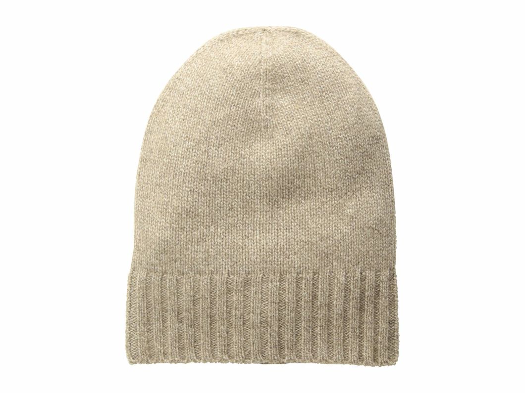 Slouchy Winter Warm Beanie Knitted Ribbed Cuff Cashmere Hat