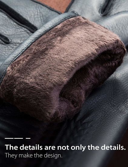 Winter Warm Classical Black Gloves Men′s Luxury Deerskin Gloves Leather