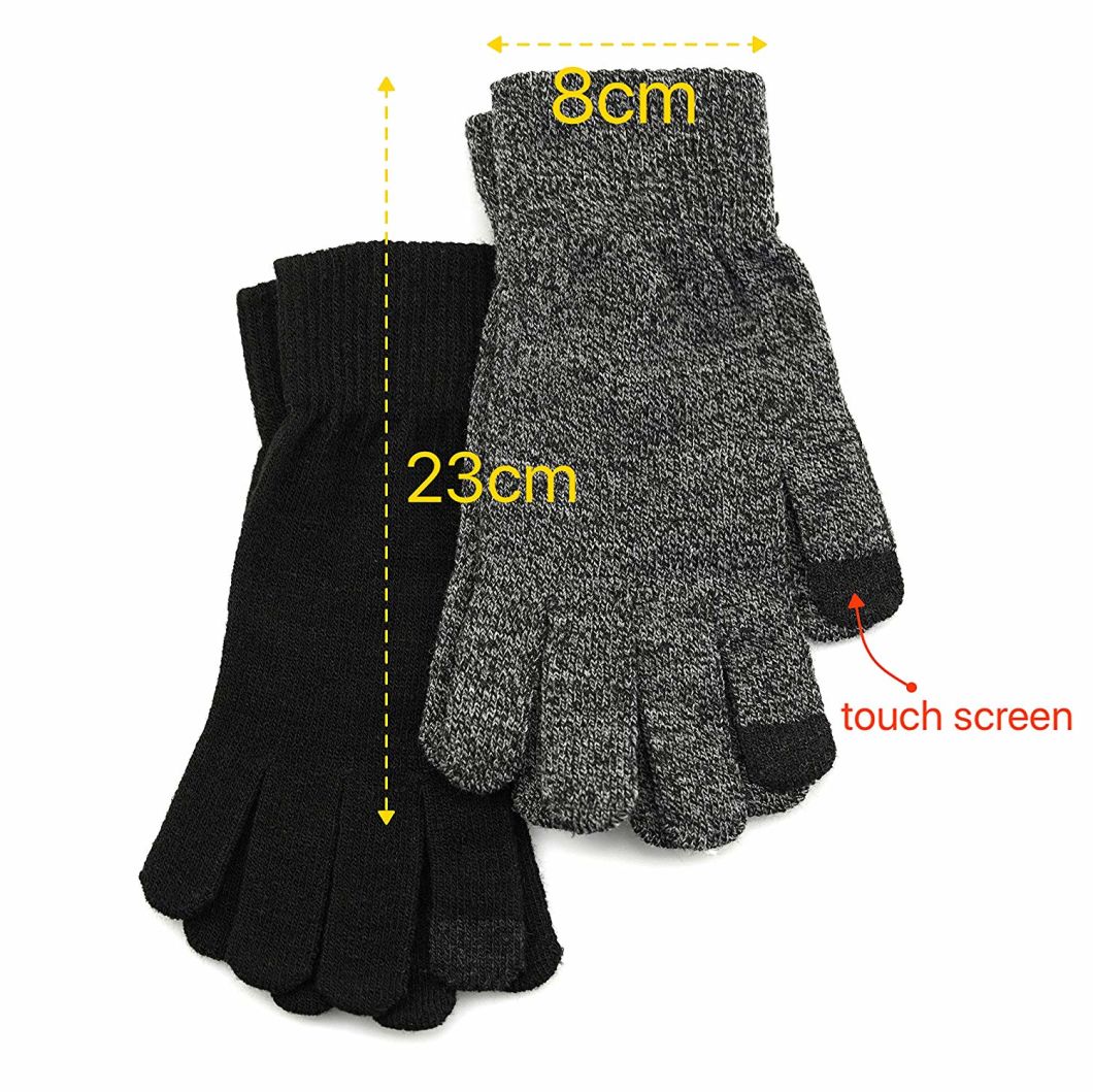 Custom Touchscreen Winter Warm Cotton Polyester Knit Gloves One Size